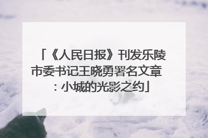 《人民日报》刊发乐陵市委书记王晓勇署名文章：小城的光影之约