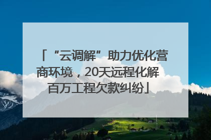 “云调解”助力优化营商环境，20天远程化解百万工程欠款纠纷