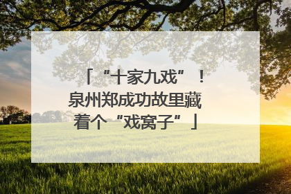 “十家九戏”！泉州郑成功故里藏着个“戏窝子”