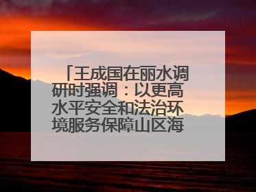 王成国在丽水调研时强调：以更高水平安全和法治环境服务保障山区海岛县高质量发展