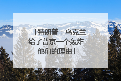 特朗普：乌克兰给了普京一个轰炸他们的理由