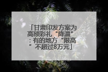 甘肃印发方案为高额彩礼“降温”：有的地方“限高”不超过8万元