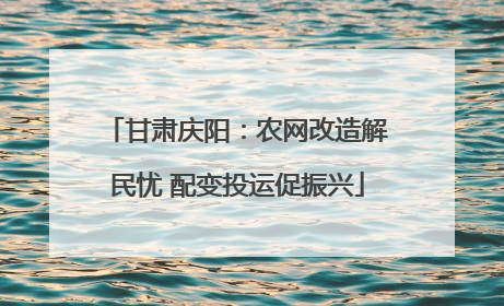 甘肃庆阳：农网改造解民忧 配变投运促振兴