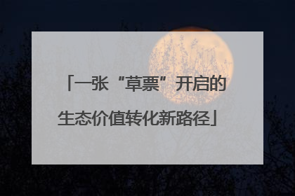 一张“草票”开启的生态价值转化新路径