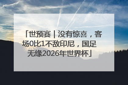 世预赛｜没有惊喜，客场0比1不敌印尼，国足无缘2026年世界杯