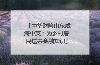 中华财险山东威海中支：为乡村居民送去金融知识