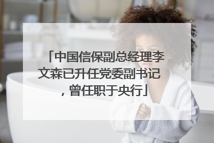 中国信保副总经理李文森已升任党委副书记，曾任职于央行
