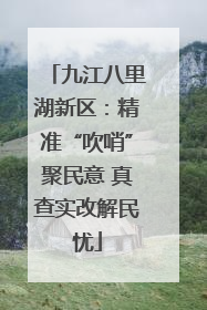九江八里湖新区：精准“吹哨”聚民意 真查实改解民忧