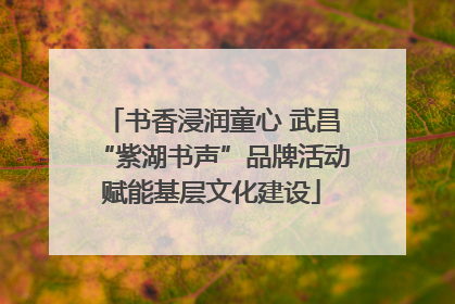书香浸润童心 武昌“紫湖书声”品牌活动赋能基层文化建设