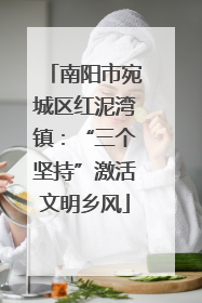 南阳市宛城区红泥湾镇：“三个坚持”激活文明乡风
