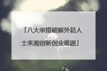 八大举措破解外籍人士来湘创新创业难题