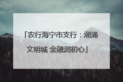 农行海宁市支行：潮涌文明城 金融润初心
