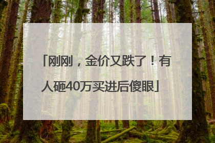 刚刚，金价又跌了！有人砸40万买进后傻眼