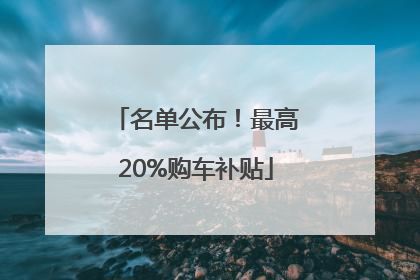 名单公布！最高20%购车补贴