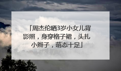 周杰伦晒3岁小女儿背影照，身穿格子裙，头扎小辫子，萌态十足