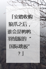 安踏收购狼爪之后，谁会是鸭鸭羽绒服的“国际跳板”？