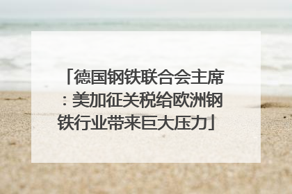 德国钢铁联合会主席：美加征关税给欧洲钢铁行业带来巨大压力
