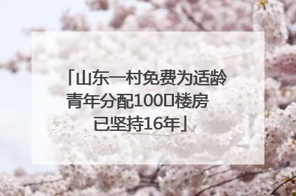 山东一村免费为适龄青年分配100㎡楼房 已坚持16年