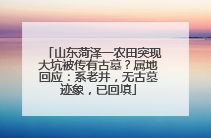 山东菏泽一农田突现大坑被传有古墓？属地回应：系老井，无古墓迹象，已回填