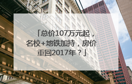 总价107万元起，名校+地铁加持，房价重回2017年？