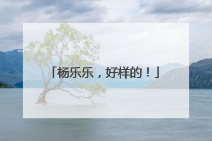 杨乐乐，好样的！