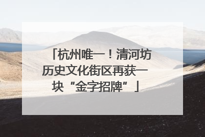 杭州唯一！清河坊历史文化街区再获一块“金字招牌”