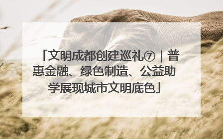 文明成都创建巡礼⑦｜普惠金融、绿色制造、公益助学展现城市文明底色