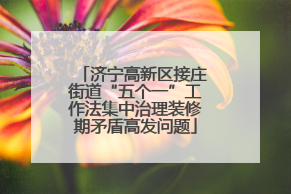 济宁高新区接庄街道“五个一”工作法集中治理装修期矛盾高发问题