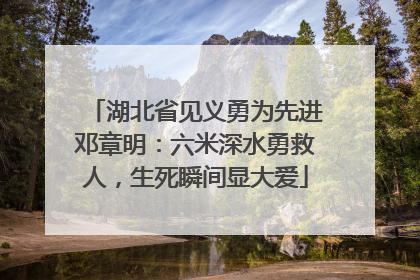 湖北省见义勇为先进邓章明：六米深水勇救人，生死瞬间显大爱