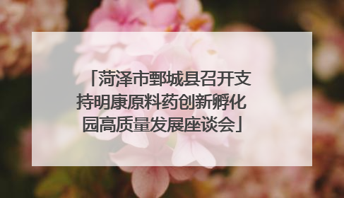 菏泽市鄄城县召开支持明康原料药创新孵化园高质量发展座谈会