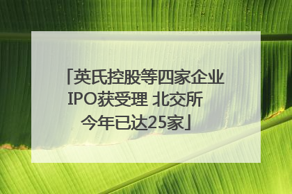 英氏控股等四家企业IPO获受理 北交所今年已达25家