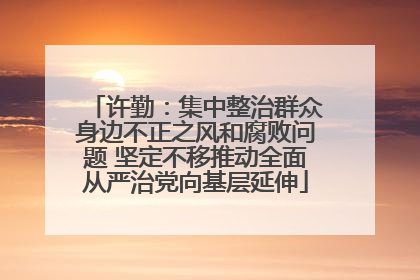 许勤：集中整治群众身边不正之风和腐败问题 坚定不移推动全面从严治党向基层延伸