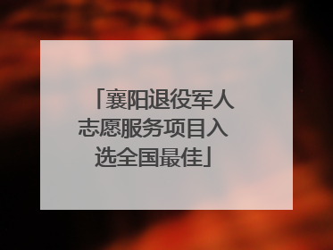 襄阳退役军人志愿服务项目入选全国最佳