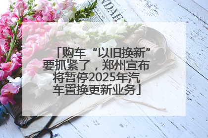 购车“以旧换新”要抓紧了，郑州宣布将暂停2025年汽车置换更新业务