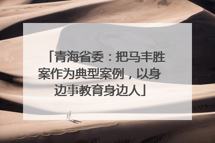 青海省委：把马丰胜案作为典型案例，以身边事教育身边人