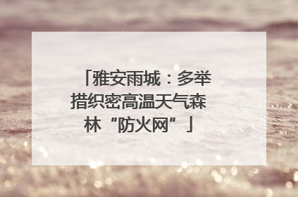 雅安雨城：多举措织密高温天气森林“防火网”