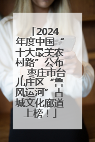 2024年度中国“十大最美农村路”公布，枣庄市台儿庄区“鲁风运河”古城文化廊道上榜！