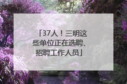 37人！三明这些单位正在选聘、招聘工作人员