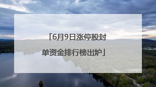6月9日涨停股封单资金排行榜出炉